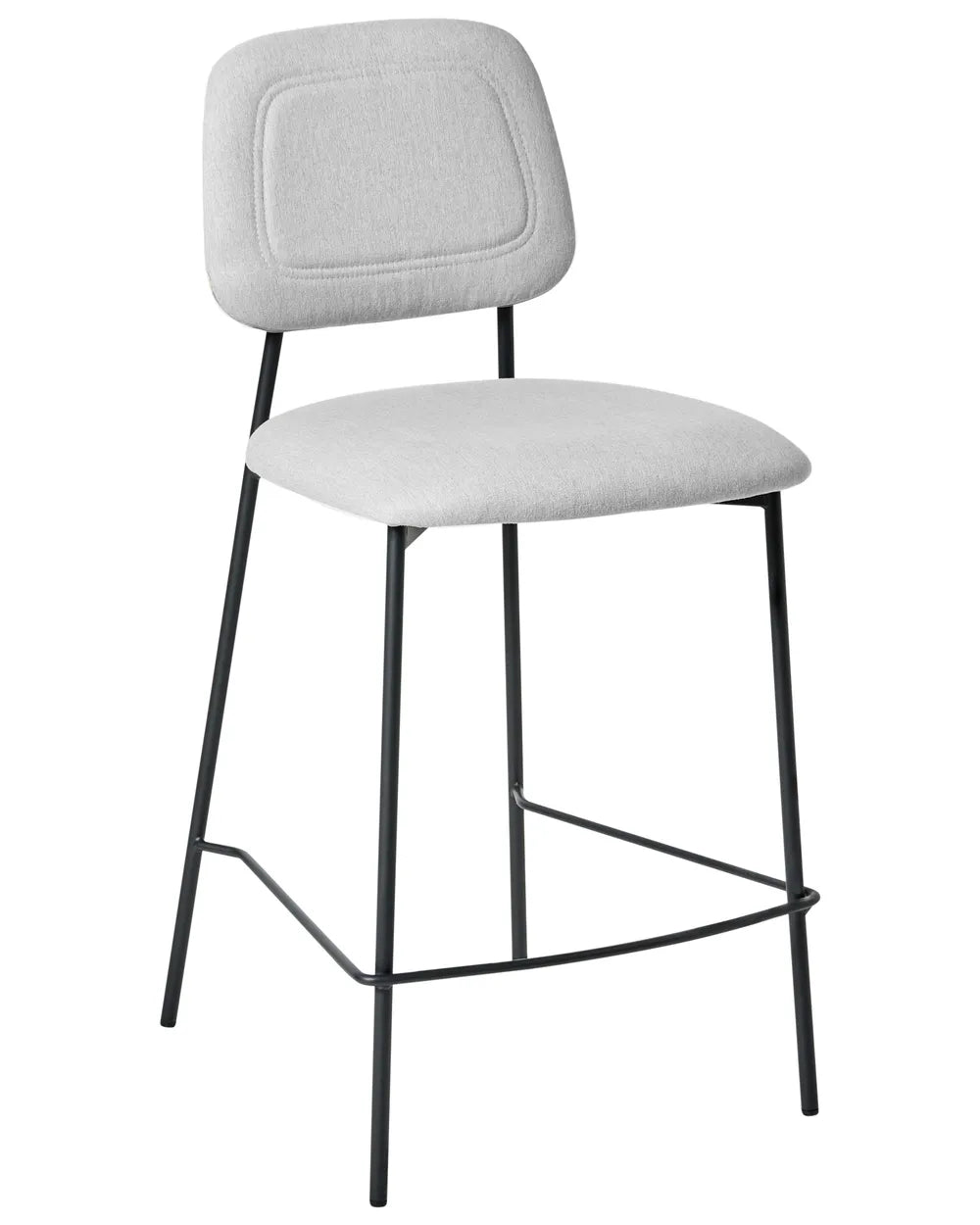 Set of 2 Bar Chairs Faux Linen Light Grey Comfortable Seating Ristor