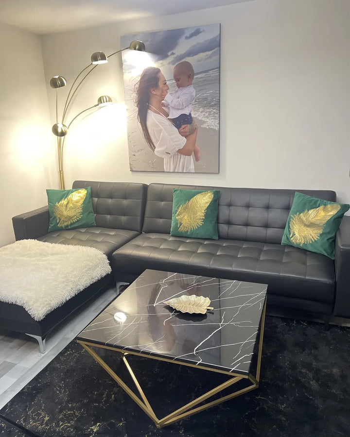 Modular Corner Sofa Bed 4 Seater Faux Leather Black Right Hand Denby