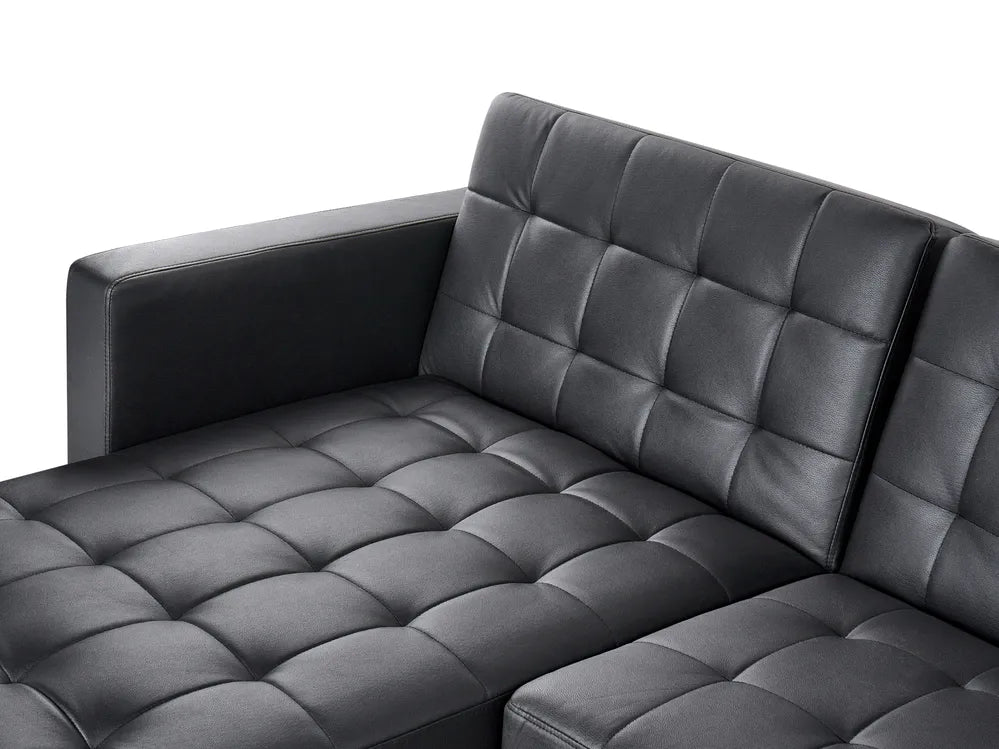 Modular Corner Sofa Bed 4 Seater Faux Leather Black Right Hand Denby