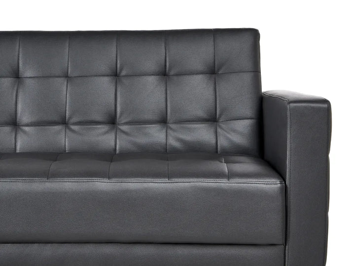 Modular Corner Sofa Bed 4 Seater Faux Leather Black Left Hand Denby