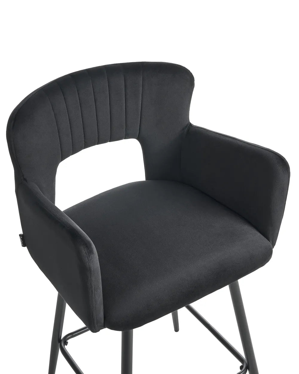 Set of 2 Bar Chairs Velvet Black Precise Finish Gellon