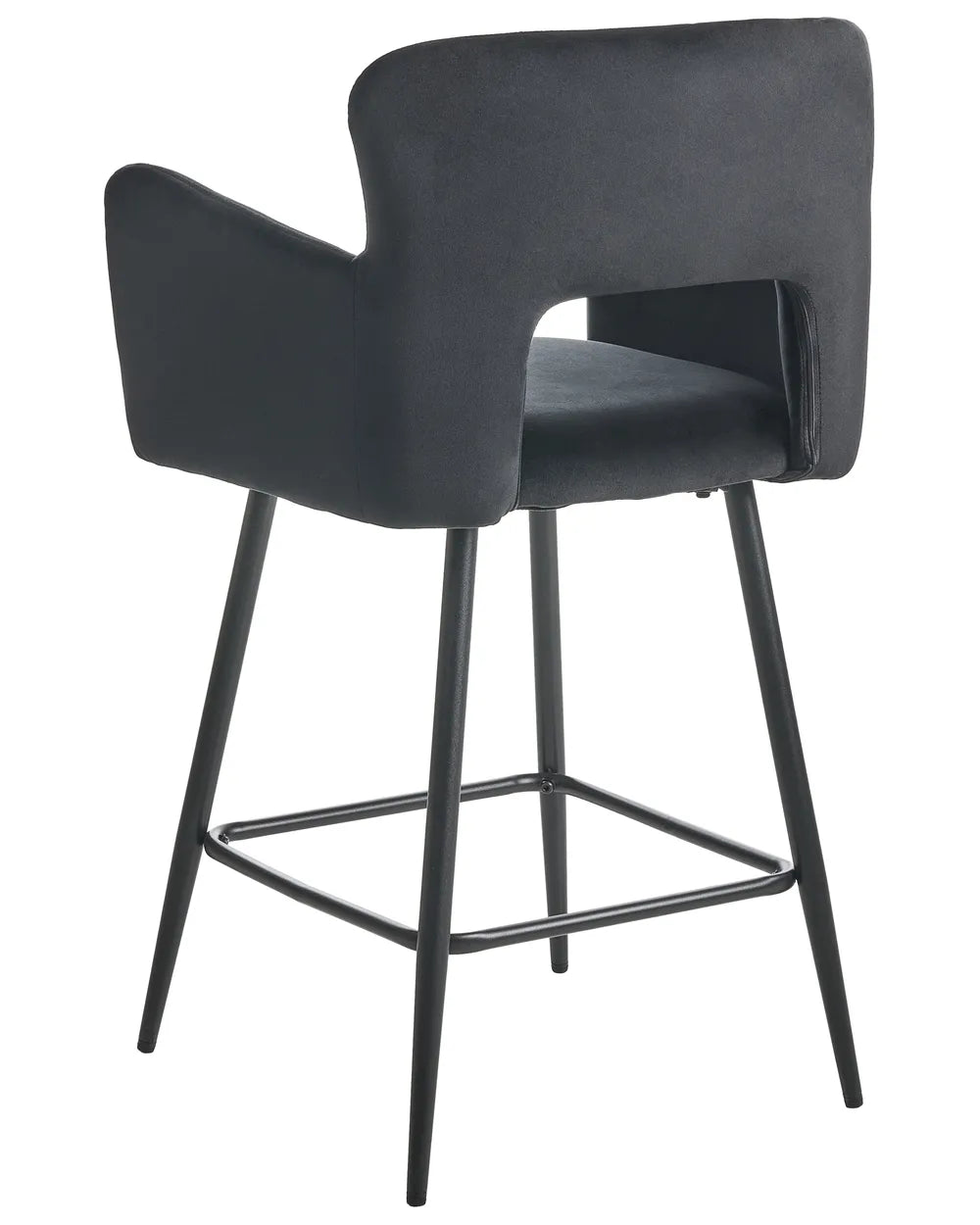 Set of 2 Bar Chairs Velvet Black Precise Finish Gellon