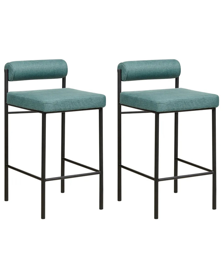 Set of 2 Bar Chairs Teal Leg Caps for Surface Protection Nurvia