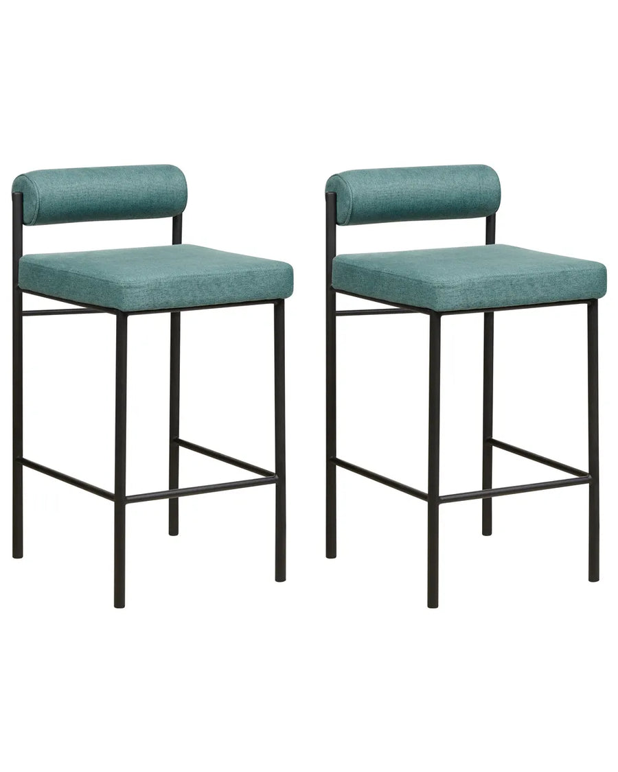 Set of 2 Bar Chairs Teal Leg Caps for Surface Protection Nurvia