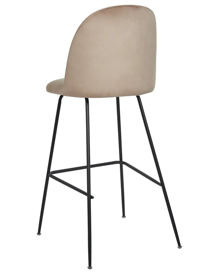 Set of 2 Bar Chairs Velvet Taupe Stable Legs for Maximum Comfort Trevla