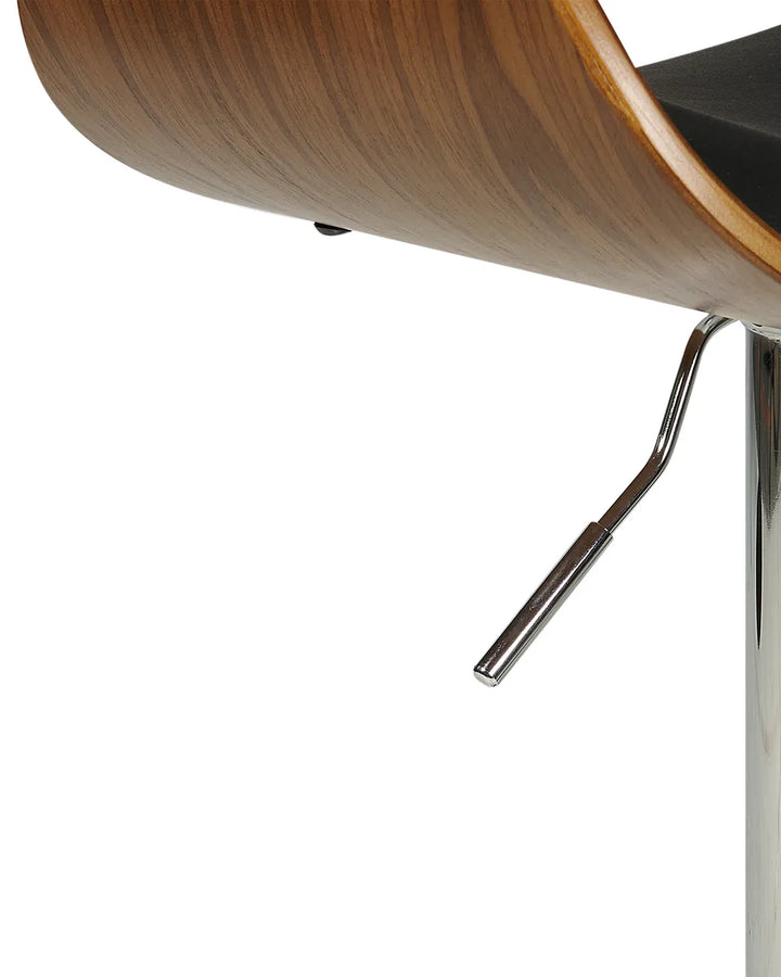 Set of 2 Bar Chairs Faux Leather Swivel Black Precise Finish Montea