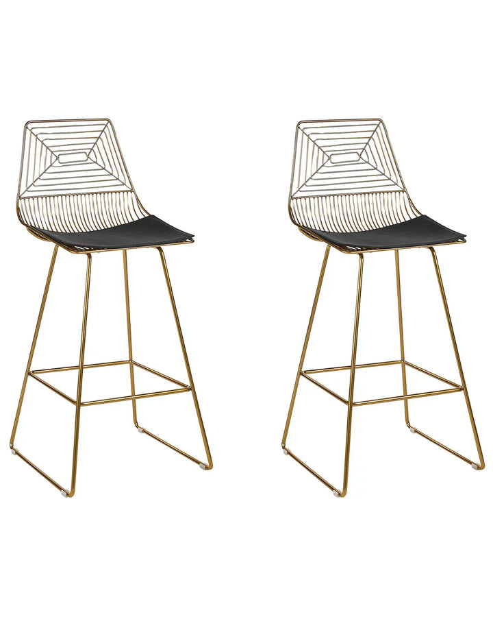 Set of 2 Bar Chairs Metal Gold Trendy Design and Colour Brinza