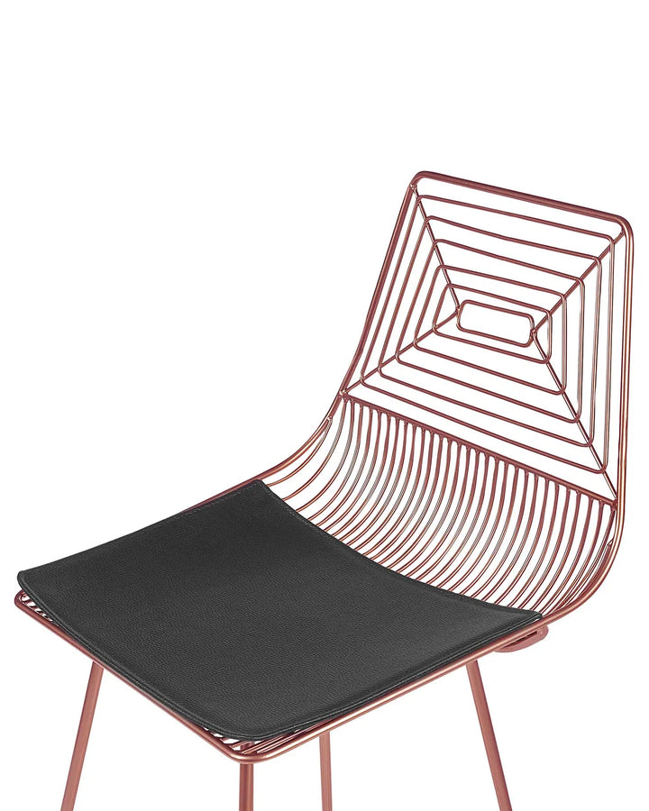 Set of 2 Bar Chairs Metal Rose Gold Robust Frame Brinza