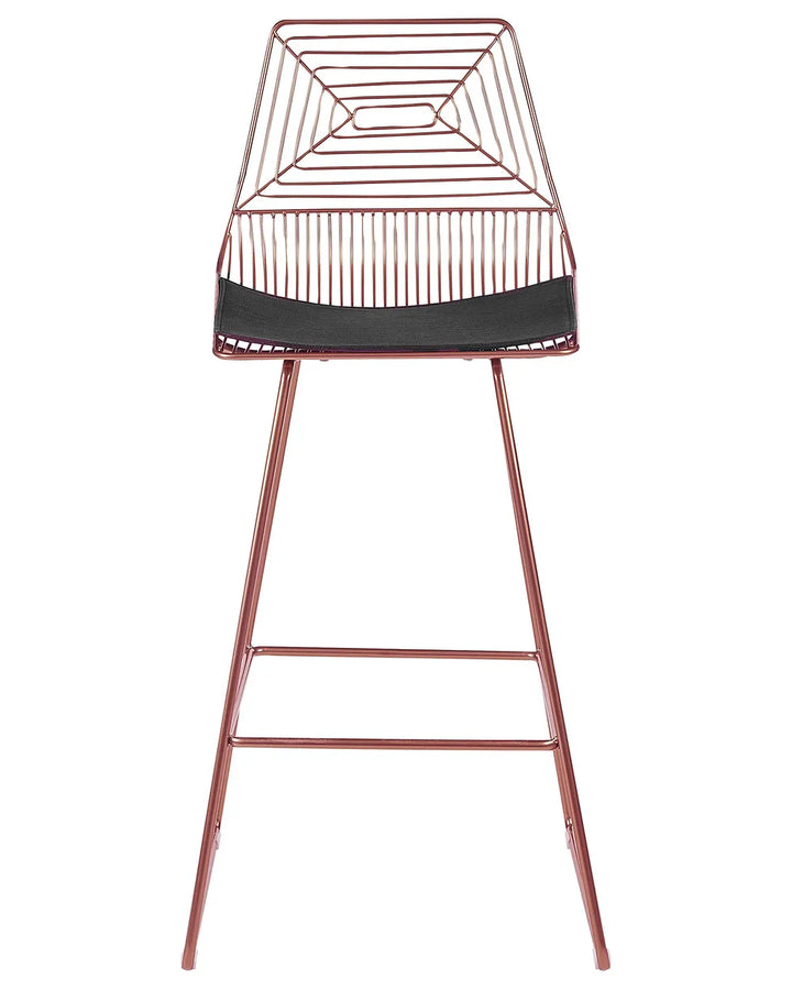 Set of 2 Bar Chairs Metal Rose Gold Robust Frame Brinza