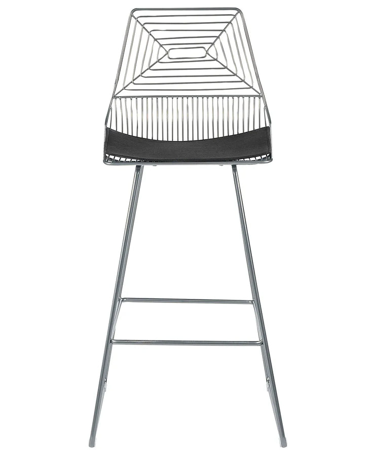 Set of 2 Bar Chairs Metal Silver Trendy Design Livaro