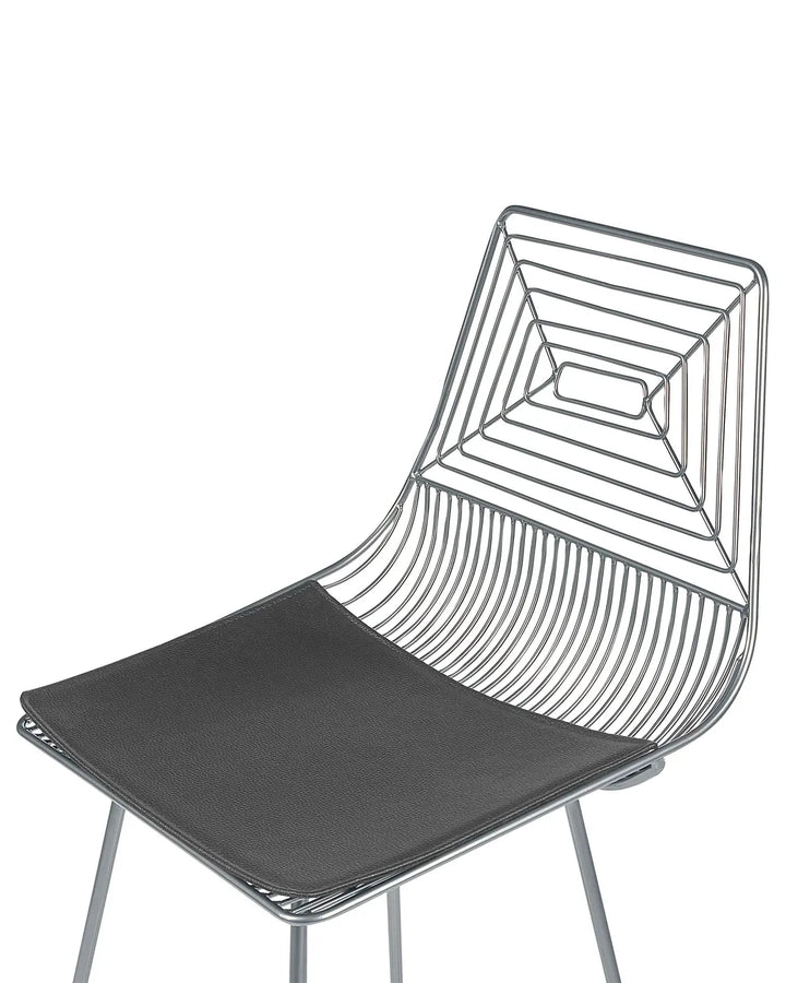 Set of 2 Bar Chairs Metal Silver Trendy Design Livaro