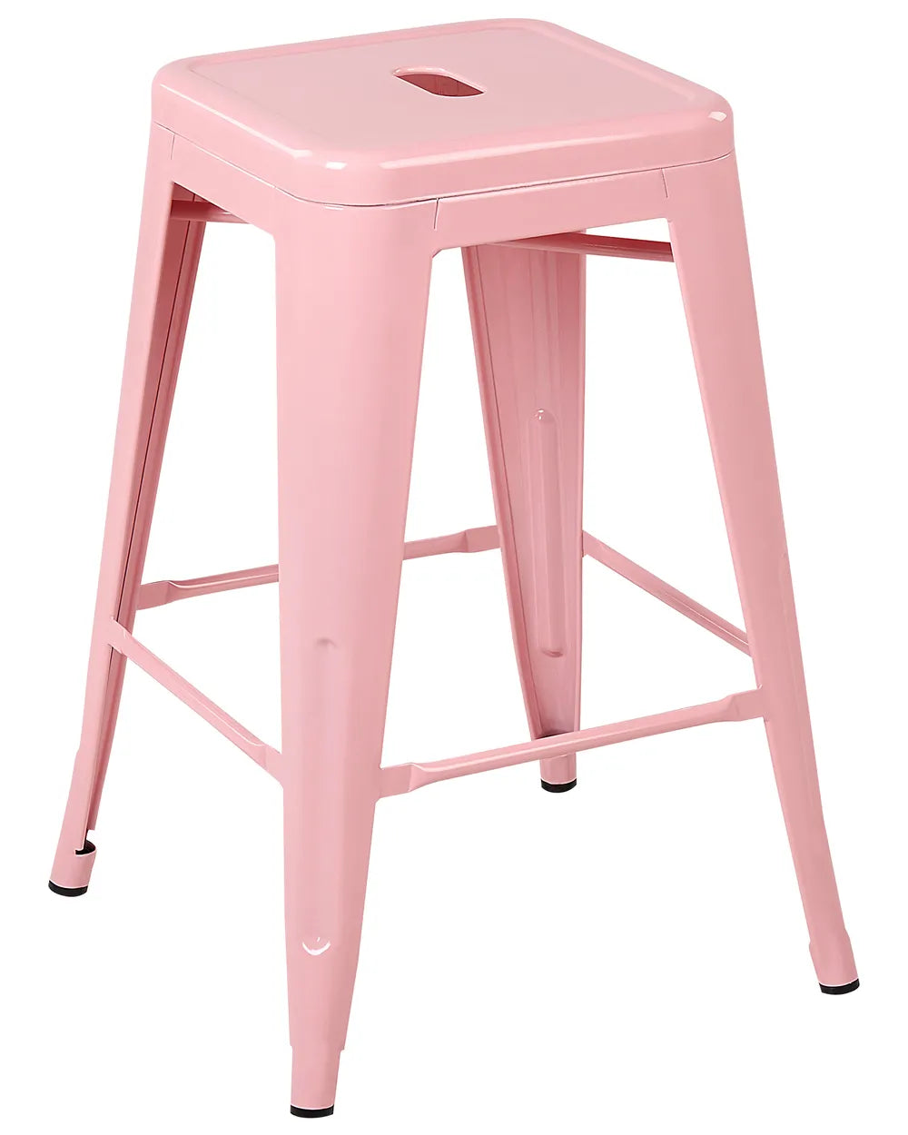 Set of 2 Bar Stools Metal Pink Space-Saving and Stackable Yerano