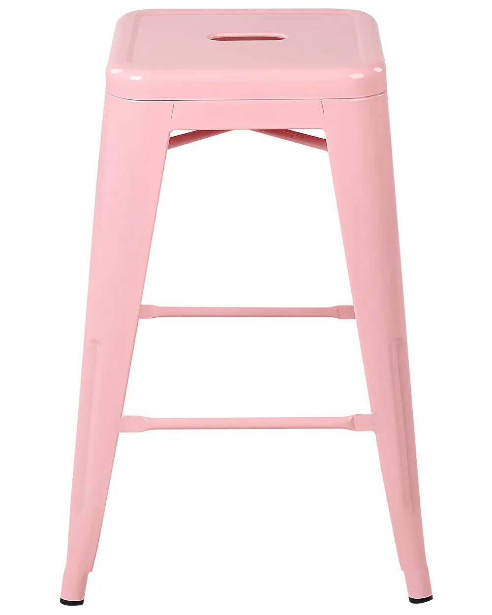 Set of 2 Bar Stools Metal Pink Space-Saving and Stackable Yerano