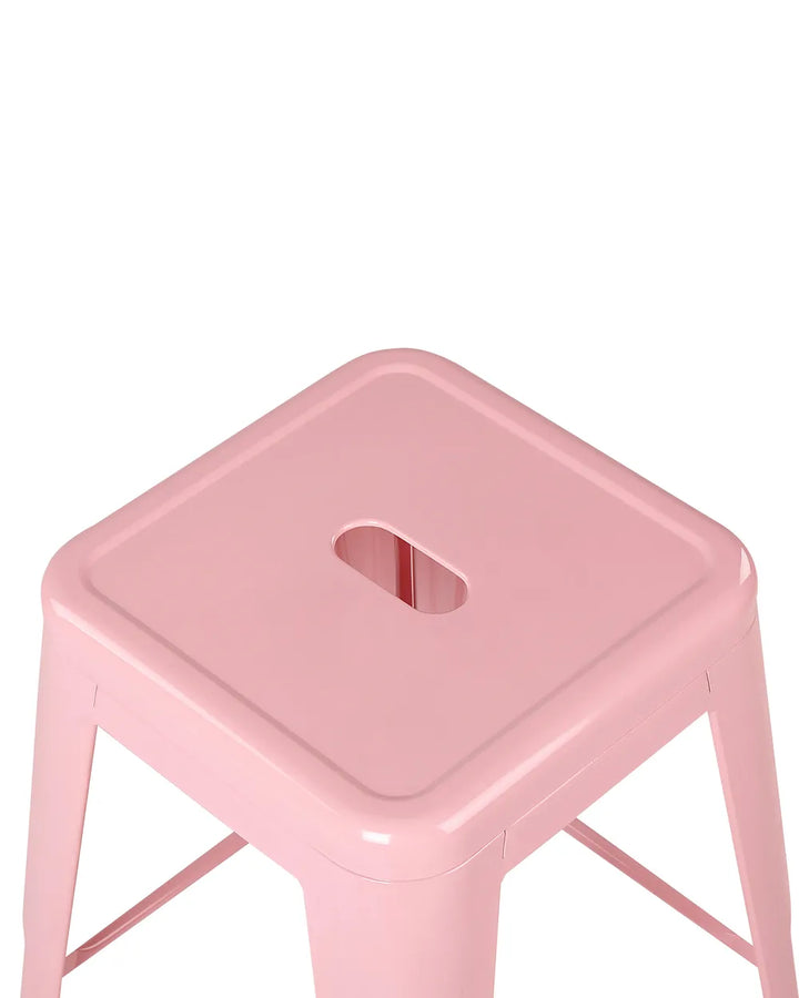 Set of 2 Bar Stools Metal Pink Space-Saving and Stackable Yerano