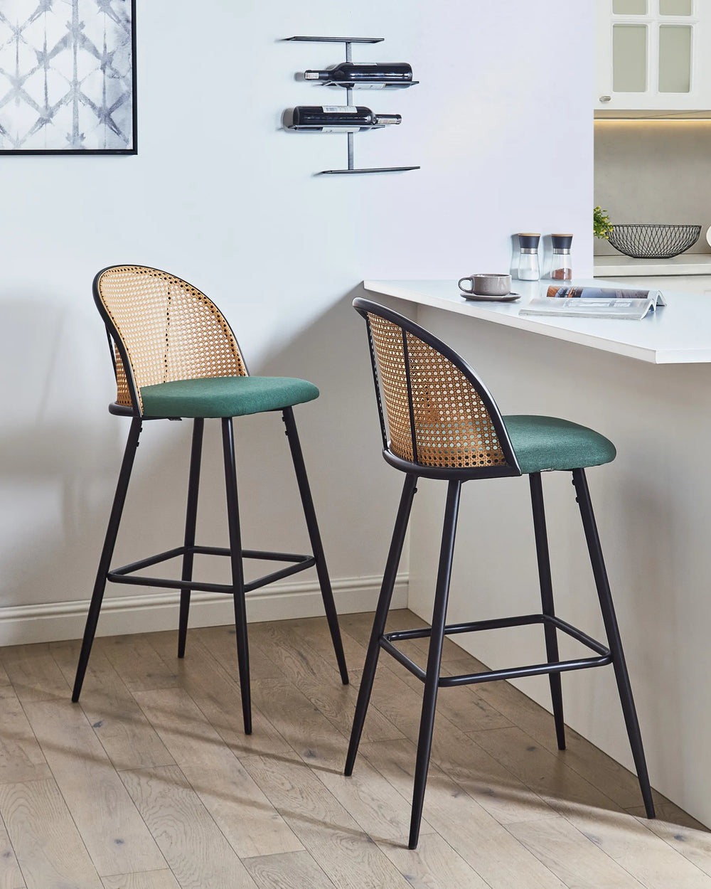 Set of 2 Bar Chairs  Metal Green Decorative Yet Functional Invero