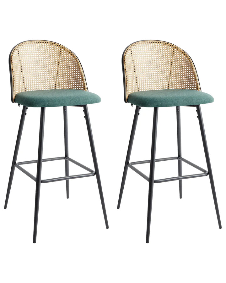 Set of 2 Bar Chairs  Metal Green Decorative Yet Functional Invero