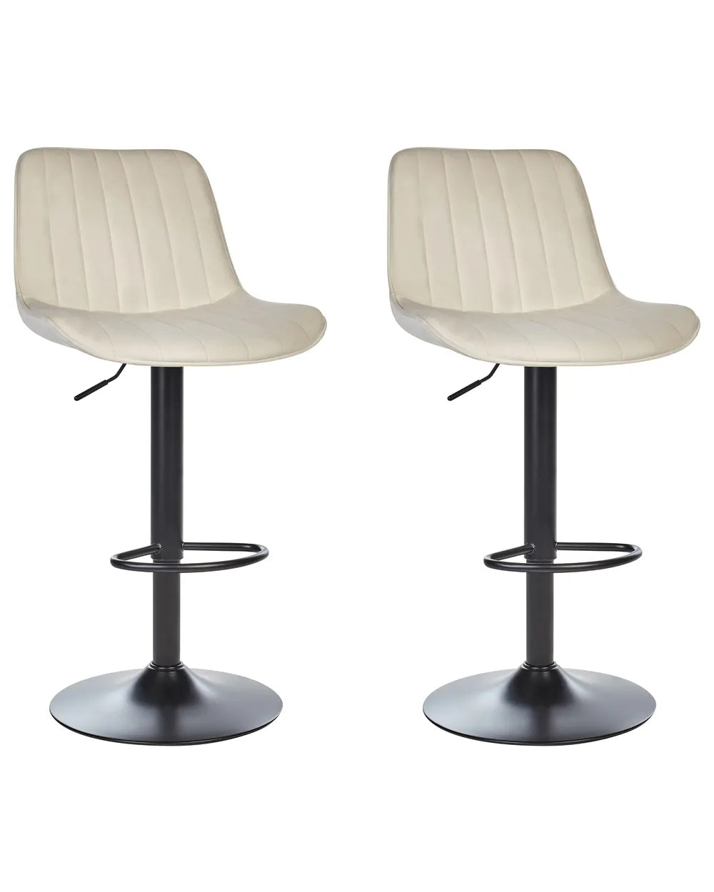 Set of 2 Bar Chairs Velvet Swivel Light Beige Comfortable Footrest Dravon