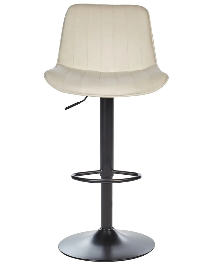 Set of 2 Bar Chairs Velvet Swivel Light Beige Comfortable Footrest Dravon