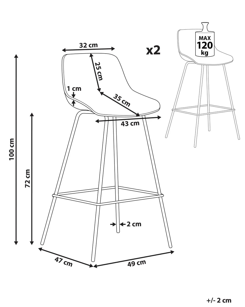 Set of 2 Bar Chairs Green Sturdy Frame Construction Revora