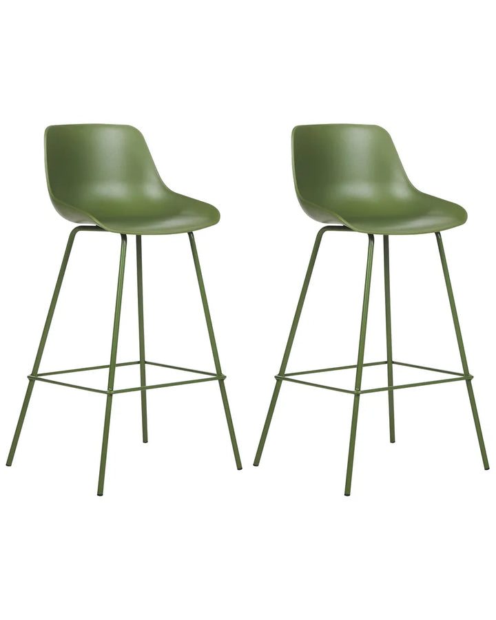 Set of 2 Bar Chairs Green Sturdy Frame Construction Revora