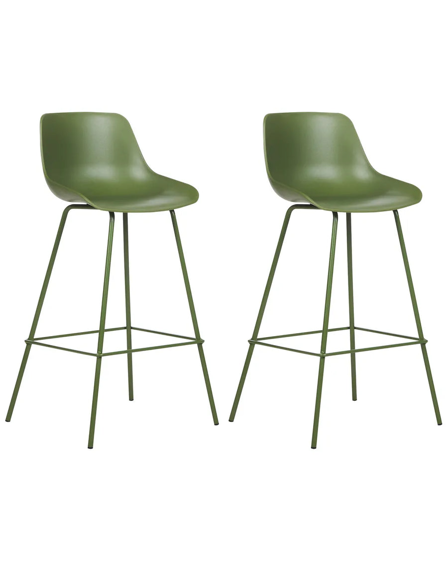 Set of 2 Bar Chairs Green Sturdy Frame Construction Revora