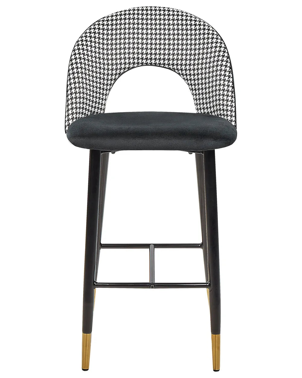 Set of 2 Bar Chairs Velvet Black/ White Retro Style Presta