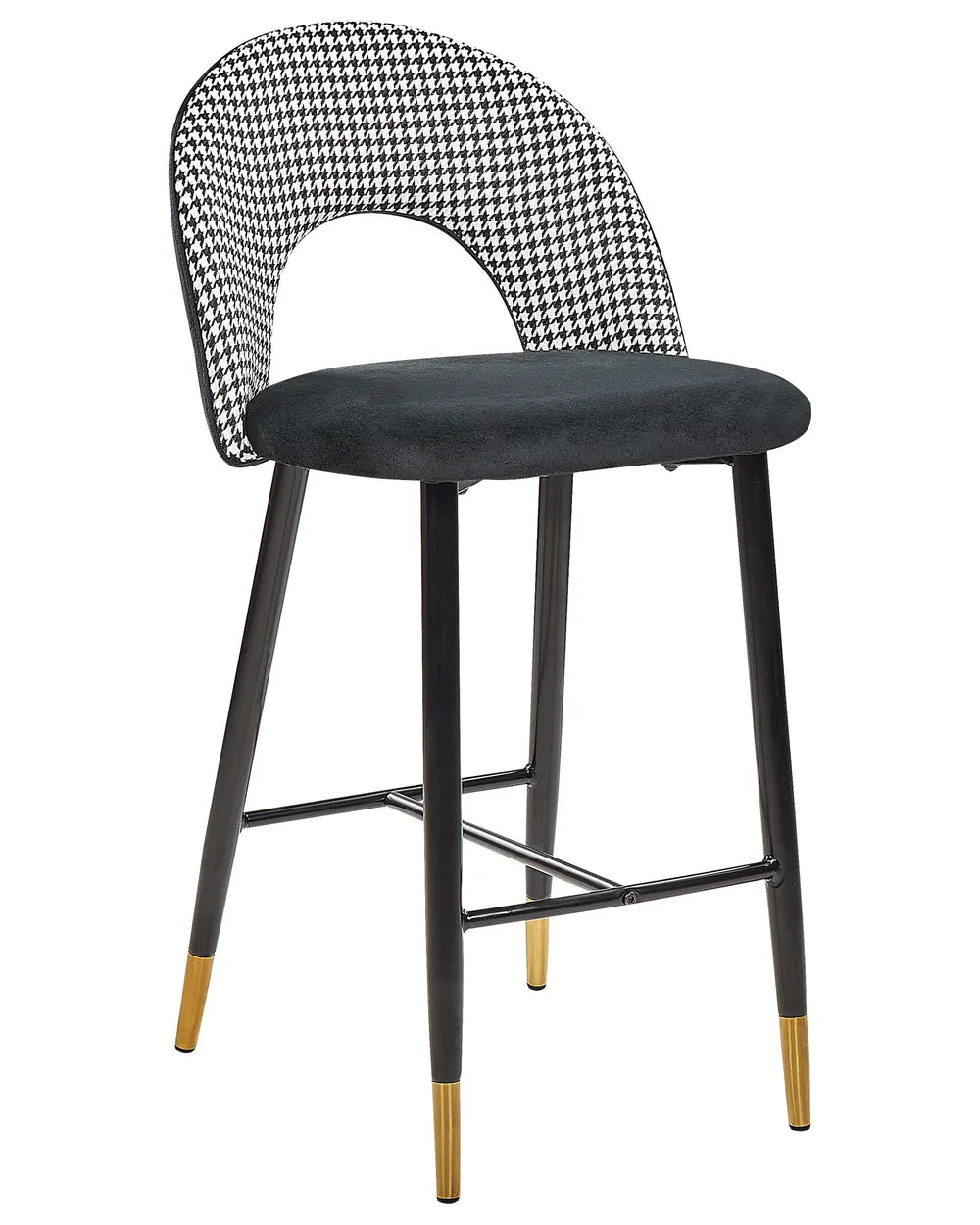 Set of 2 Bar Chairs Velvet Black/ White Retro Style Presta