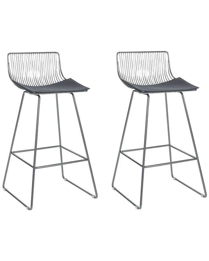 Set of 2 Bar Chairs Metal Silver Trendy Design and Colour Havaro