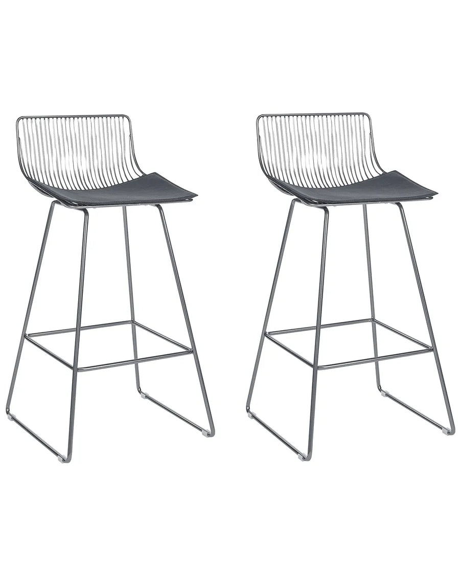 Set of 2 Bar Chairs Metal Silver Trendy Design and Colour Havaro