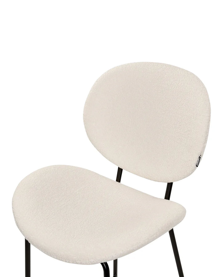 Set of 2 Bar Chairs Boucle White Comfortable Footrest Zorlan