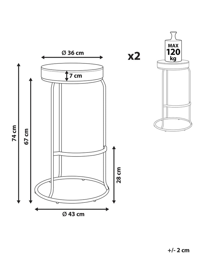 Set of 2 Bar Stools Faux Leather Beige Decorative Yet Functional Nevoro