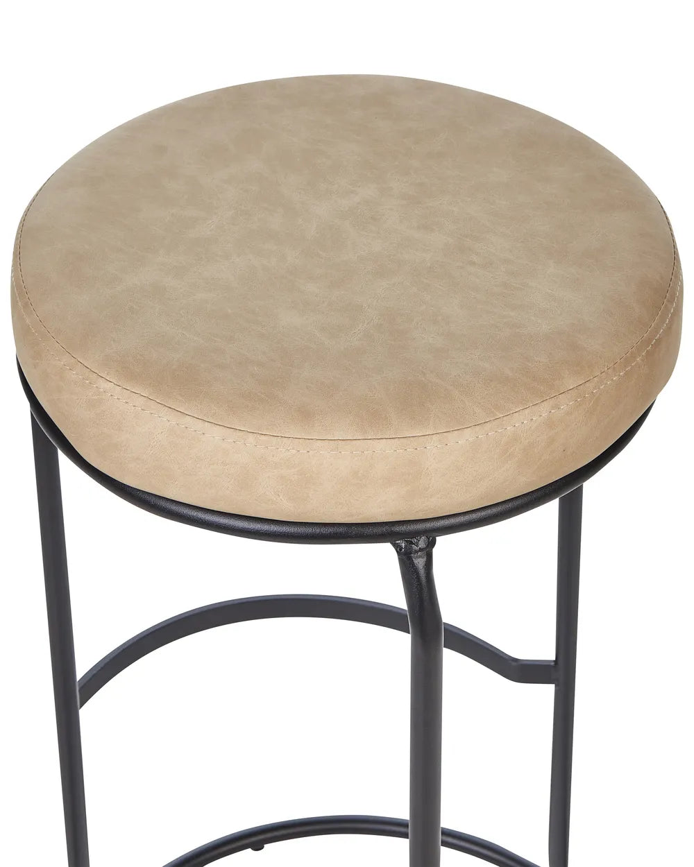 Set of 2 Bar Stools Faux Leather Beige Decorative Yet Functional Nevoro