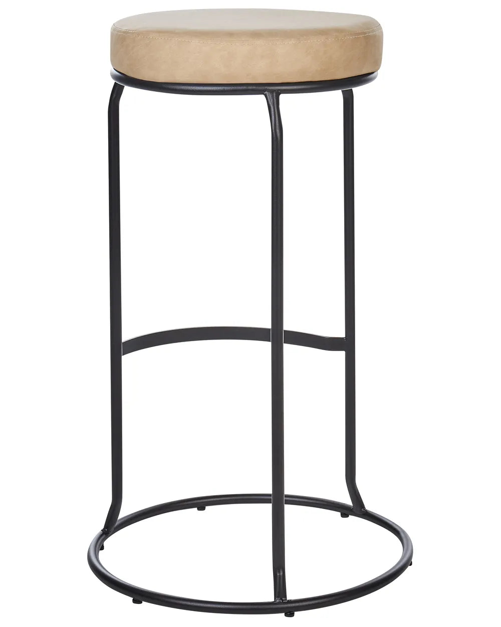 Set of 2 Bar Stools Faux Leather Beige Decorative Yet Functional Nevoro