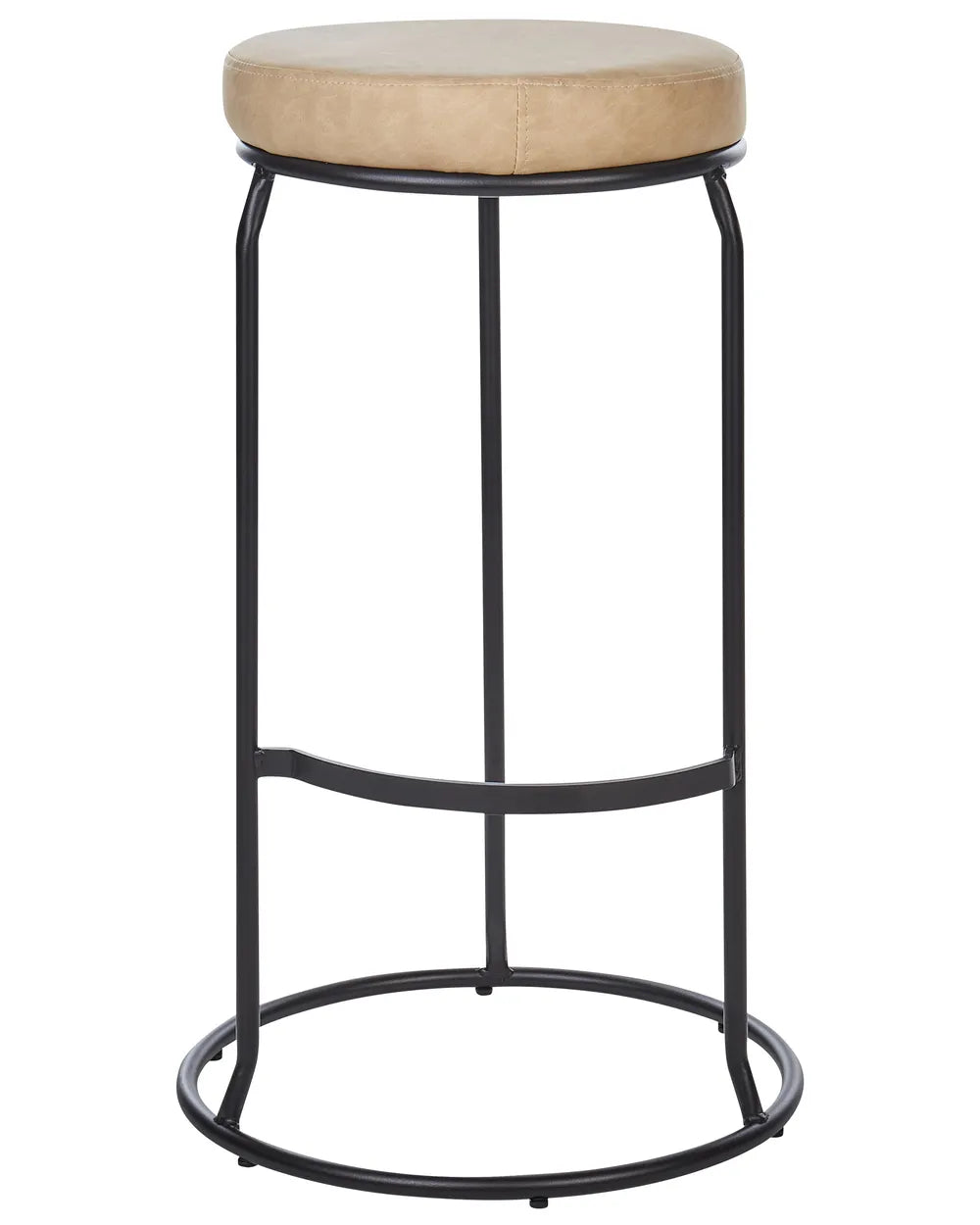 Set of 2 Bar Stools Faux Leather Beige Decorative Yet Functional Nevoro
