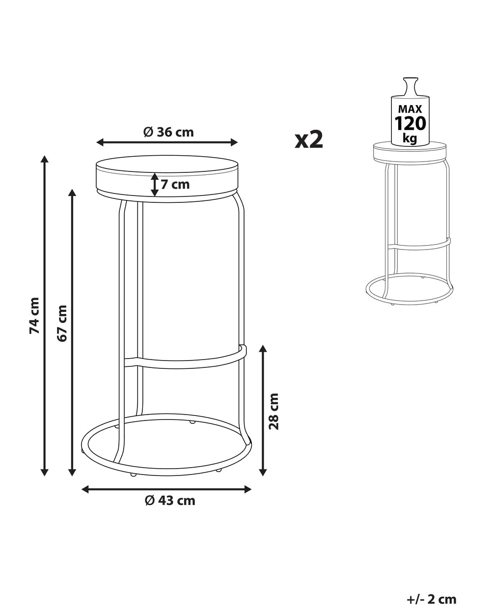 Set of 2 Bar Stools Faux Leather Light Grey Chic Look Nevoro