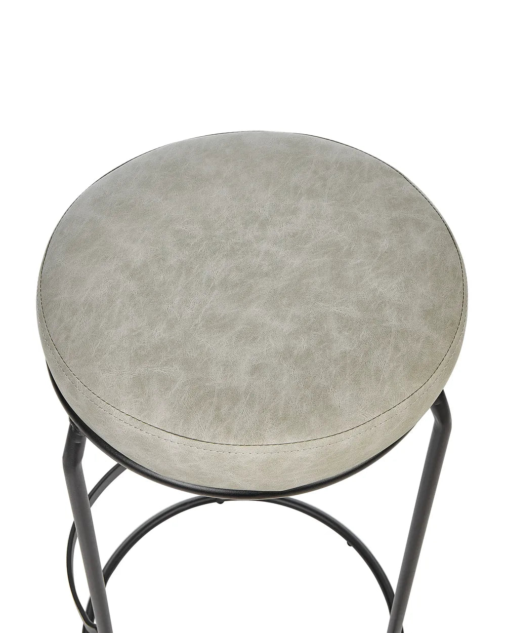 Set of 2 Bar Stools Faux Leather Light Grey Chic Look Nevoro