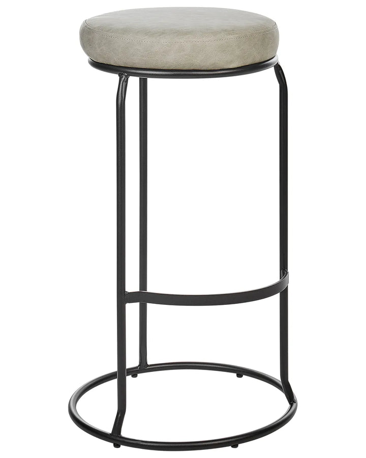 Set of 2 Bar Stools Faux Leather Light Grey Chic Look Nevoro