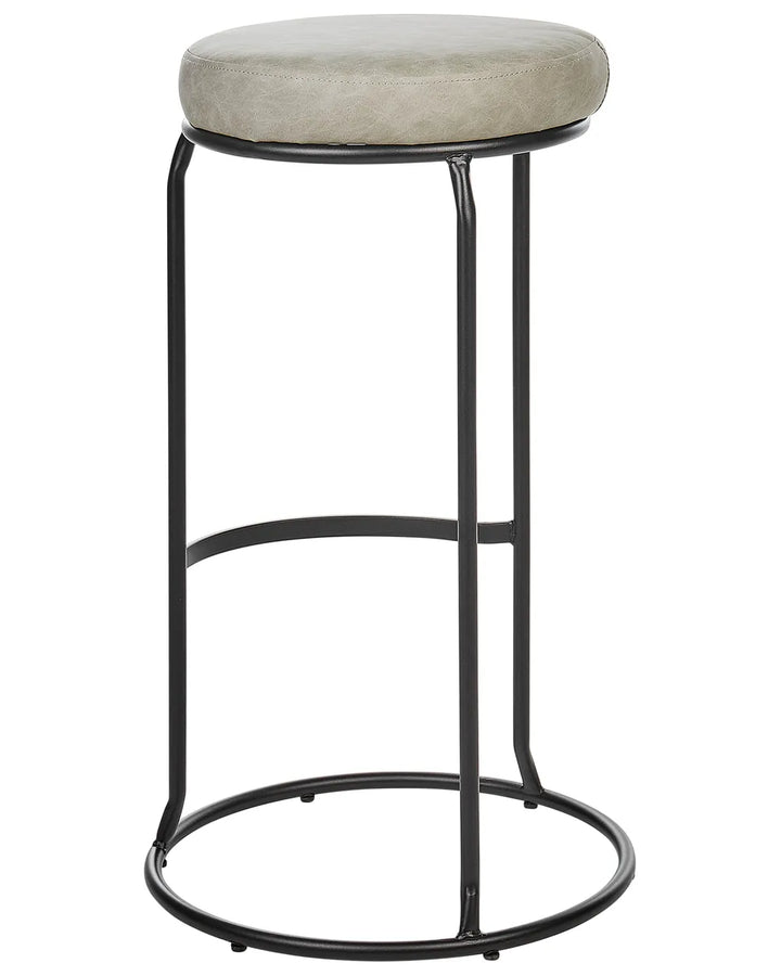 Set of 2 Bar Stools Faux Leather Light Grey Chic Look Nevoro