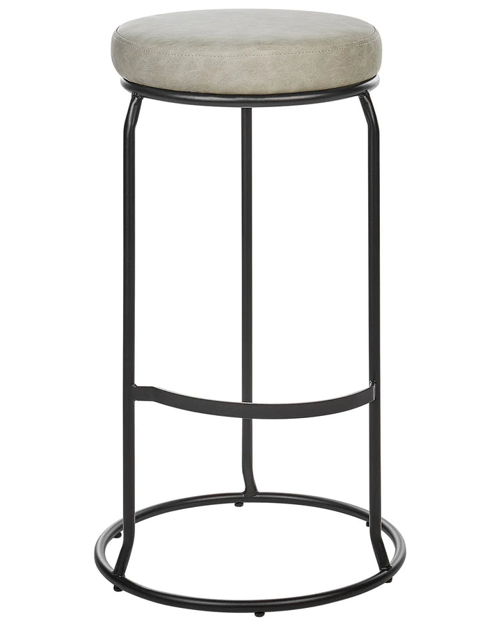 Set of 2 Bar Stools Faux Leather Light Grey Chic Look Nevoro