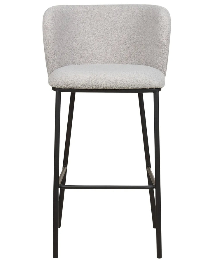 Set of 2 Bar Chairs Boucle Light Grey Comfortable Sitting Surface Klinor