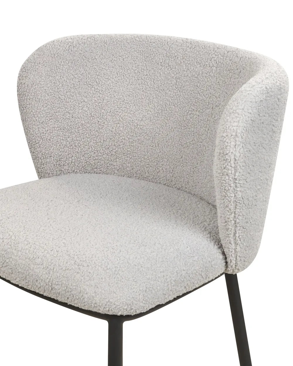 Set of 2 Bar Chairs Boucle Light Grey Comfortable Sitting Surface Klinor