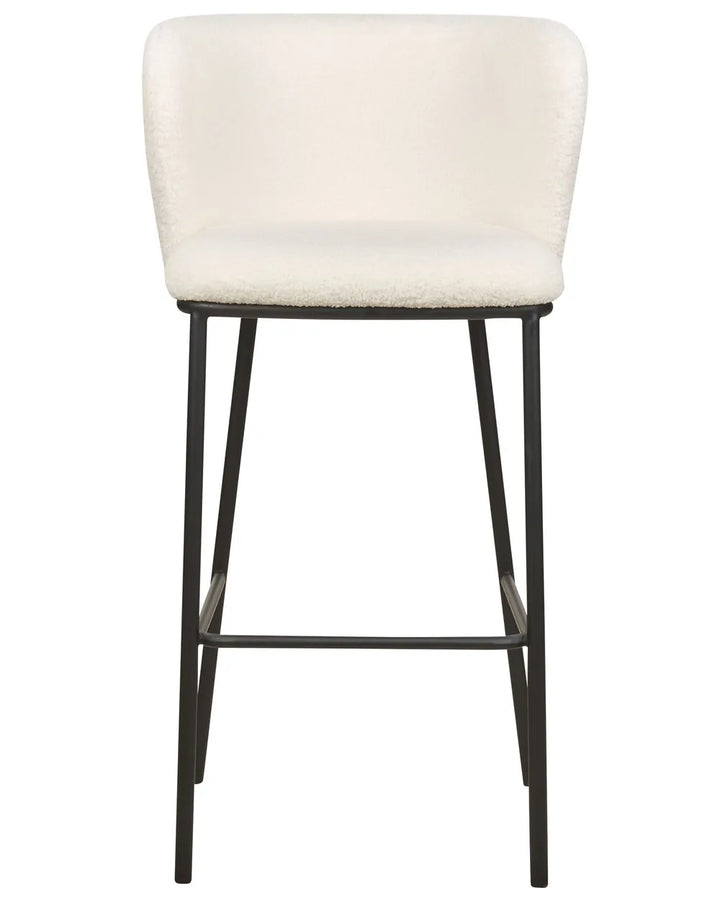 Set of 2 Bar Chairs Boucle White High-Quality Upholstery Klinor