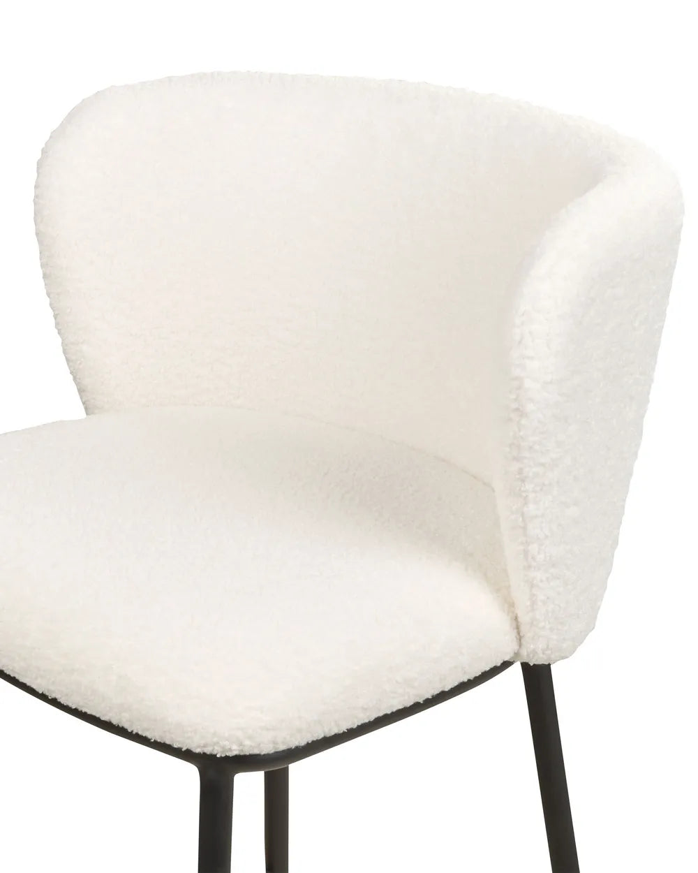 Set of 2 Bar Chairs Boucle White High-Quality Upholstery Klinor