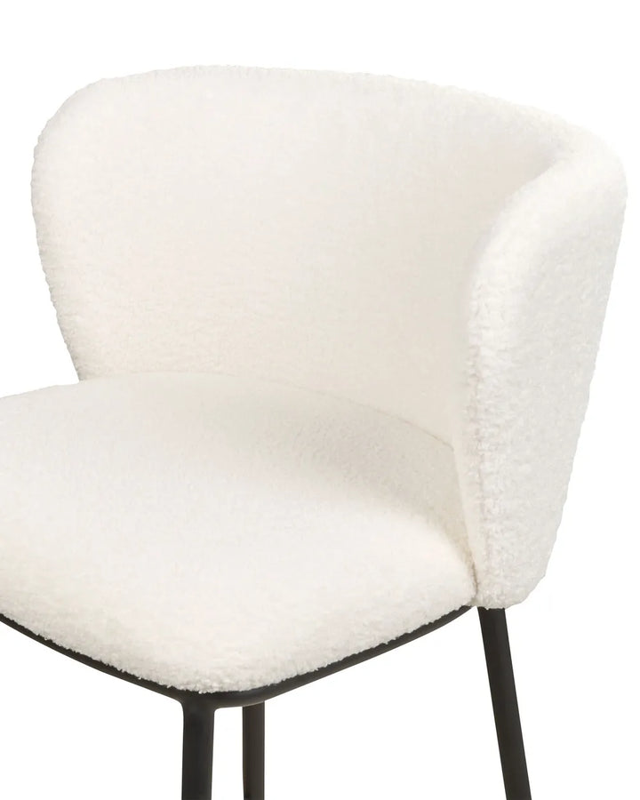 Set of 2 Bar Chairs Boucle White High-Quality Upholstery Klinor