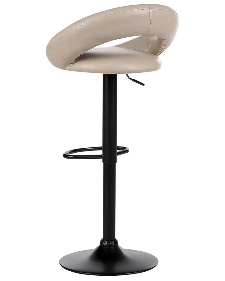 Set of 2 Bar Chairs Faux Leather Swivel Light Beige Novaro