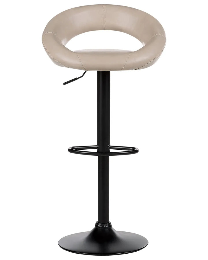 Set of 2 Bar Chairs Faux Leather Swivel Light Beige Novaro