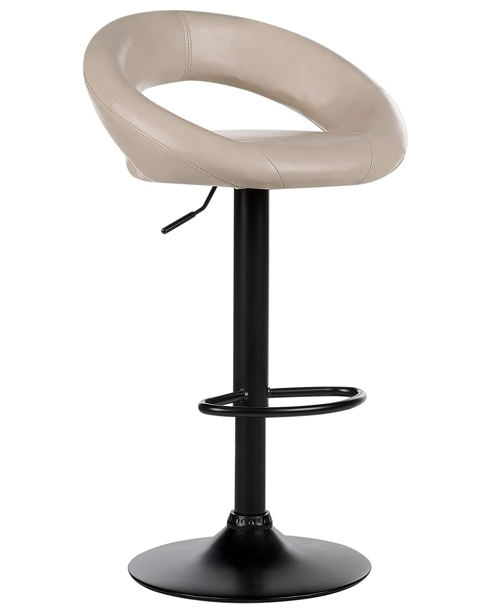 Set of 2 Bar Chairs Faux Leather Swivel Light Beige Novaro