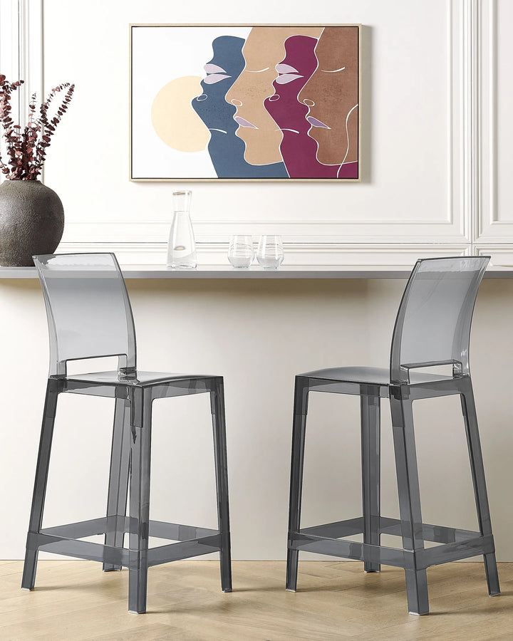 Set of 2 Bar Chairs Black Exceptionally Easy Care Wostin