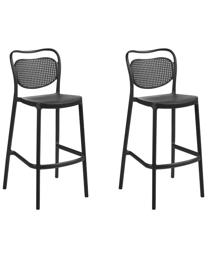 Set of 2 Garden Bar Chairs Black Retro Style Mistral
