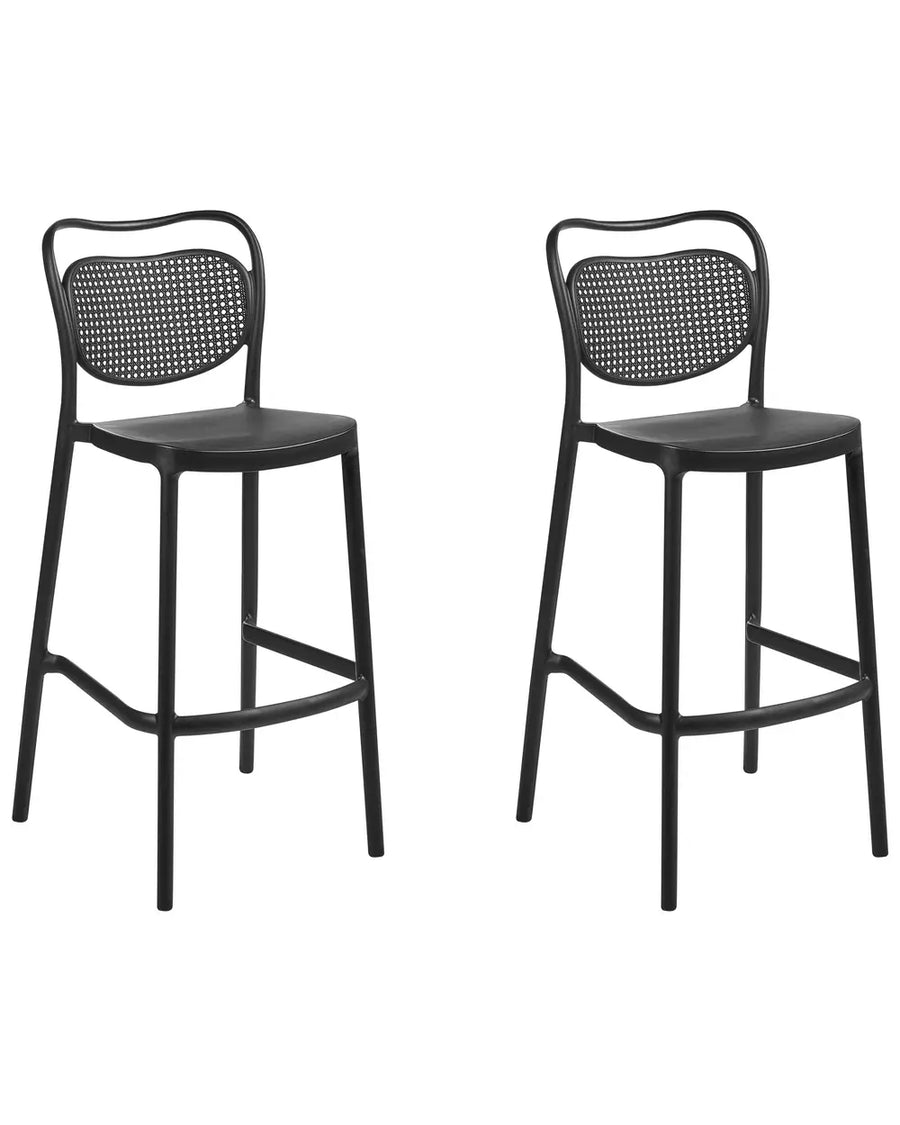 Set of 2 Garden Bar Chairs Black Retro Style Mistral